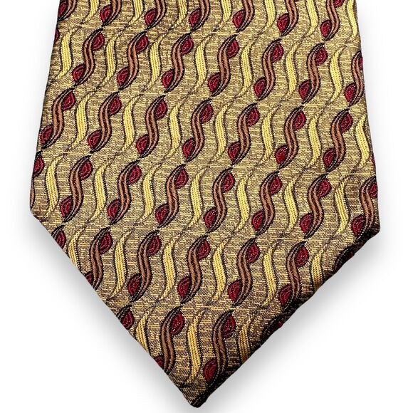J.Z. Richards Mens Silk Dress Tie Made in Italy Gold Geometric Pattern 58 3.75 - Picture 5 of 10